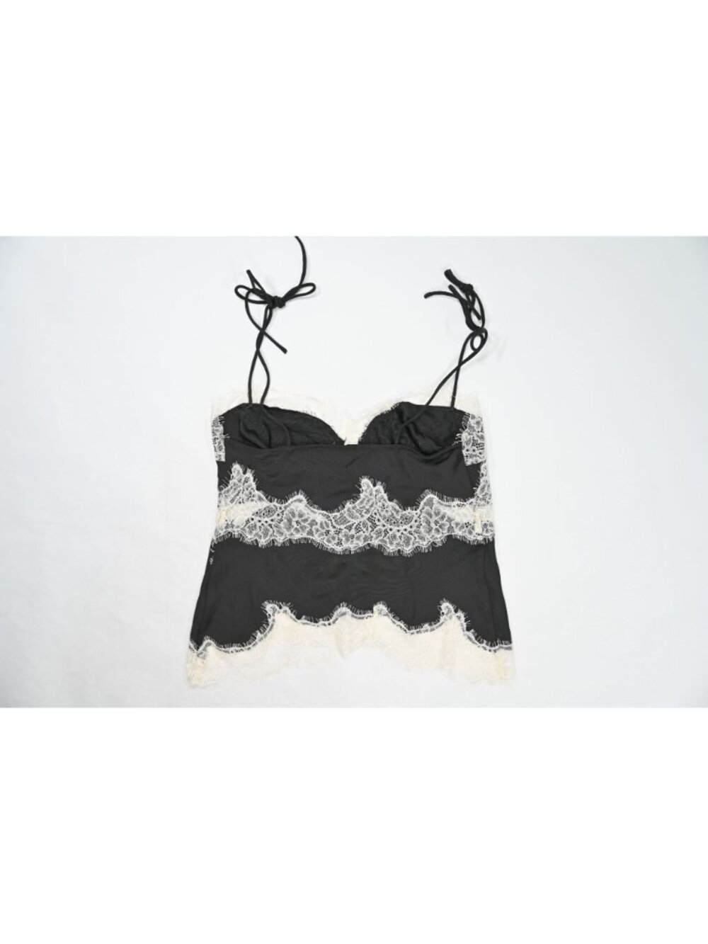 Meshki Nina Satin and Lace Camisole in Black Ivory - Picture 2 of 4